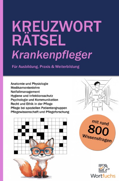 'Cover von Kreuzworträtsel Krankenpfleger – 56 Rätsel mit Lösungen | Fachbegriffe spielerisch lernen'-Cover