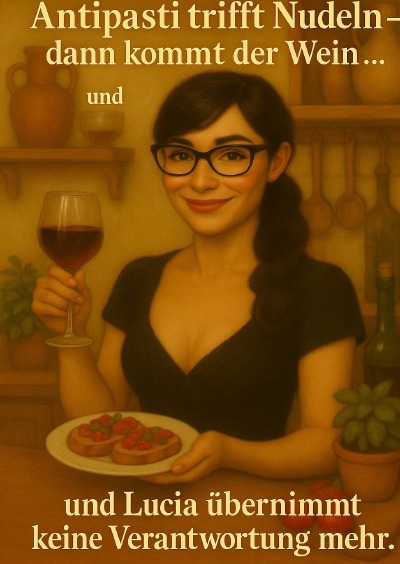 'Cover von Antipasti trifft Nudeln-dann kommt der Wein… und und Lucia übernimmt keine Verantwortung mehr.'-Cover