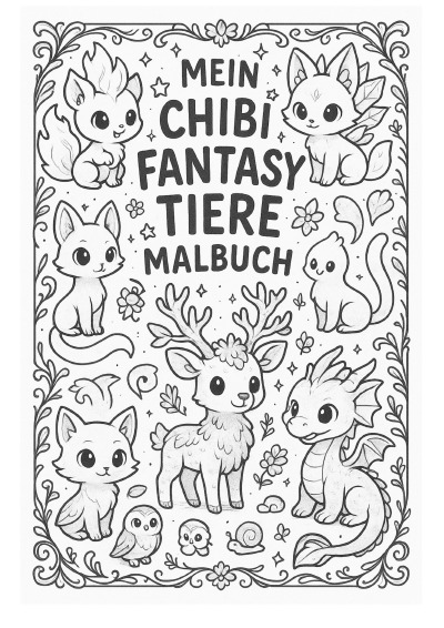 'Cover von Mein Chibi Fantasy Tiere Malbuch'-Cover