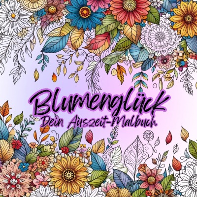 'Cover von Blumenglück – Dein Auszeit Malbuch'-Cover