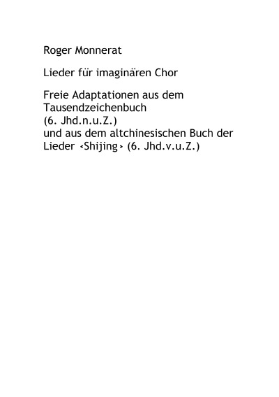 'Cover von Lieder für imaginären Chor'-Cover