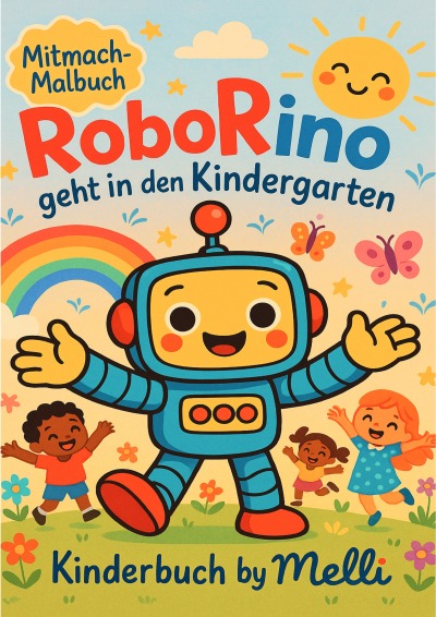 'Cover von Mitmach-Ausmalbuch: RoboRino geht in den Kindergarten'-Cover