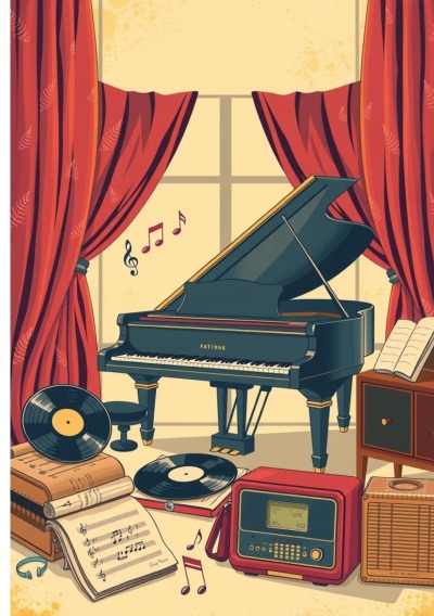 'Cover von Notenheft Piano: DIN A5 Notenlinienheft | 100 Seiten mit 12 Notenzeilen / Systeme pro Blatt | Papier 90g/m² | Musikheft mit Notenlinien'-Cover