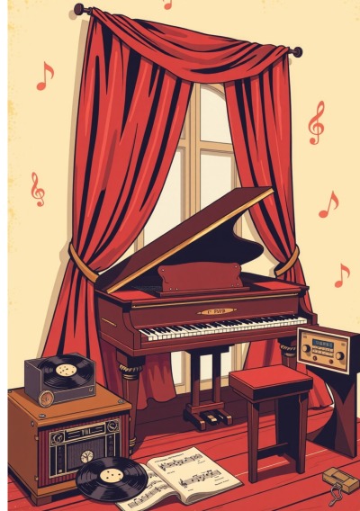 'Cover von Notenheft Piano: DIN A5 Notenlinienheft | 60 Seiten mit 12 Notenzeilen / Systeme pro Blatt | Papier 90g/m² | Musikheft mit Notenlinien'-Cover