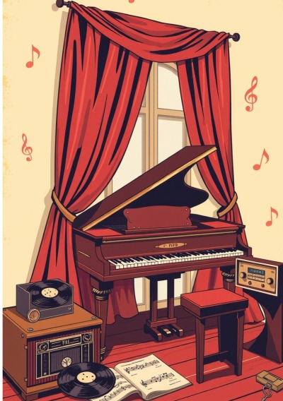 'Cover von Notenheft Piano: DIN A5 Notenlinienheft | 100 Seiten mit 12 Notenzeilen / Systeme pro Blatt | Papier 90g/m² | Musikheft mit Notenlinien'-Cover
