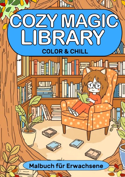 'Cover von Bibliothek Malbuch Magische Bibliothek Cozy Magic Library'-Cover