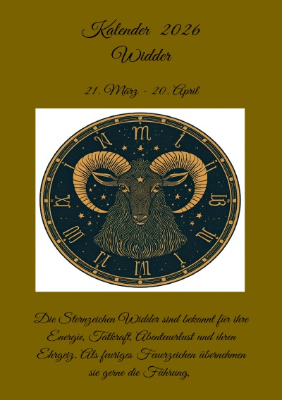 'Cover von Sternzeichen Widder Kalender 2026'-Cover