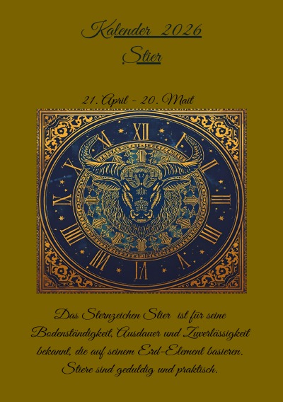 'Cover von Sternzeichen Stier Kalender 2026'-Cover