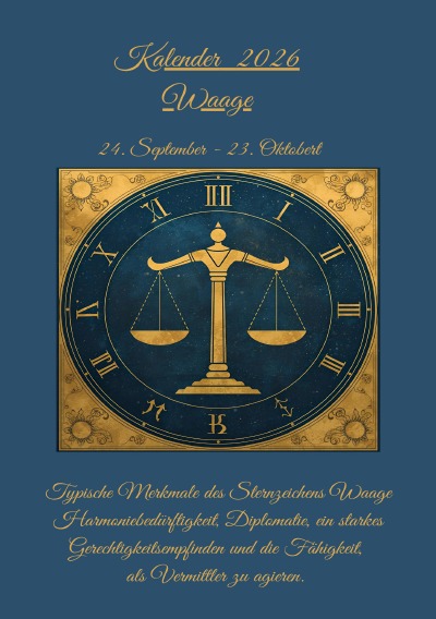 'Cover von Sternzeichen Waage Kalender 2026'-Cover