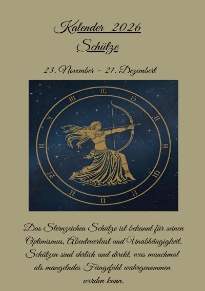 'Cover von Sternzeichen Schütze Kalender 2026'-Cover
