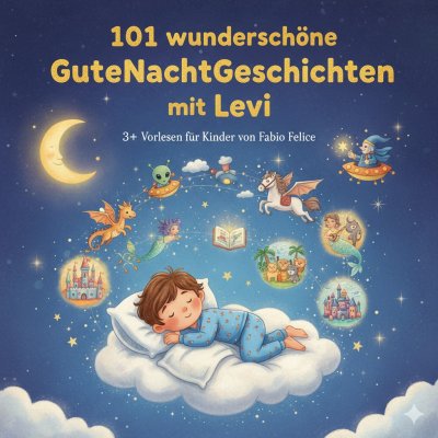 'Cover von Levi & 101 Wunderschöne Kinder Gutenachtgeschichten mit Levi als Hauptfigur.'-Cover