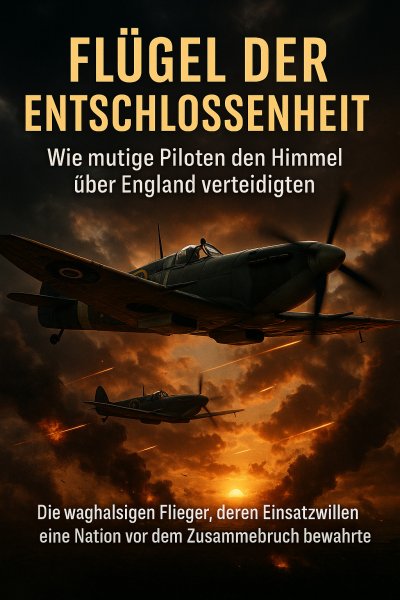 'Cover von Flügel der Entschlossenheit: Wie mutige Piloten den Himmel über England verteidigten'-Cover