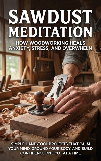'Cover von Sawdust Meditation: How Woodworking Heals Anxiety, Stress, and Overwhelm'-Cover