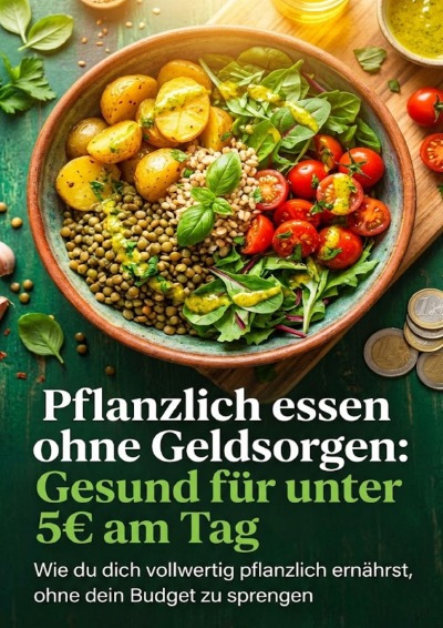 'Cover von Pflanzlich essen ohne Geldsorgen: Gesund für unter 5€ am Tag'-Cover