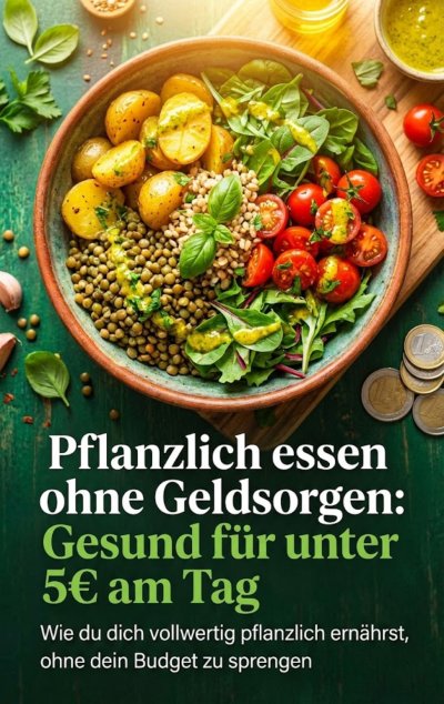 'Cover von Pflanzlich essen ohne Geldsorgen: Gesund für unter 5€ am Tag'-Cover