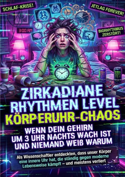 'Cover von Zirkadiane Rhythmen Level Körperuhr-Chaos: Wenn dein Gehirn um 3 Uhr nachts wach ist und niemand weiß warum'-Cover