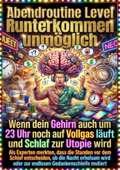 'Cover von Abendroutine Level Runterkommen unmöglich: Wenn dein Gehirn auch um 23 Uhr noch auf Vollgas läuft und Schlaf zur Utopie wird'-Cover