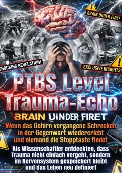 'Cover von PTBS Level Trauma-Echo: Wenn das Gehirn vergangene Schrecken in der Gegenwart wiedererlebt und niemand die Stopptaste findet'-Cover
