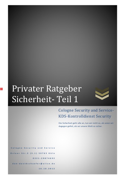 'Cover von Privater Ratgeber Sicherheit- Teil 1'-Cover
