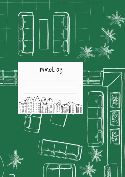 'Cover von Notizheft Bautagebuch ImmoLog dunkelgrün'-Cover
