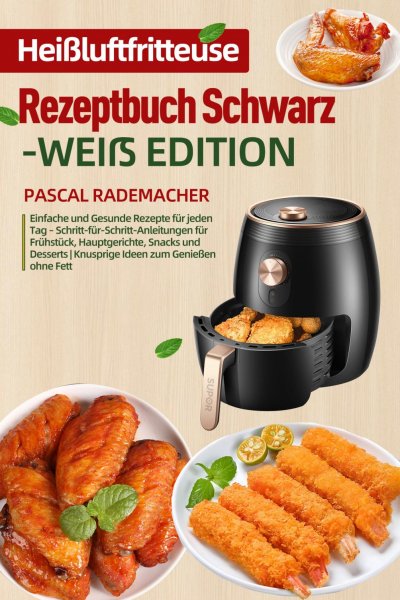 'Cover von Heißluftfritteuse Rezeptbuch Schwarz-Weiß Edition'-Cover
