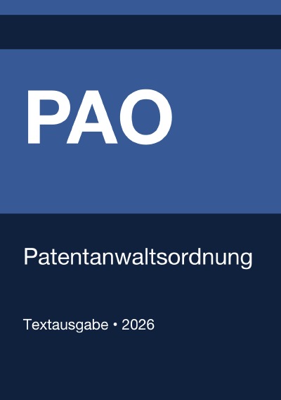 'Cover von PAO – Patentanwaltsordnung (Deutschland) 2026'-Cover