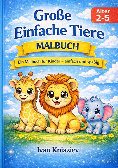 'Cover von Große Einfache Tiere Malbuch für Kinder 2–5 Jahre – 60 süße Tiermotive mit dicken Linien zum Ausmalen'-Cover
