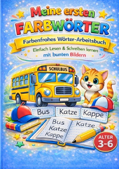 'Cover von Meine ersten FarbWörter – Farbenfrohes Arbeitsbuch zum Lesen & Schreiben lernen (3–6 Jahre)'-Cover