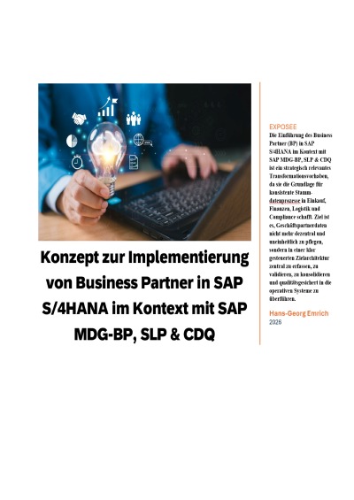 'Cover von Konzept zur Implementierung von Business Partner in SAP S/4HANA im Kontext mit SAP MDG-BP, SLP & CDQ'-Cover