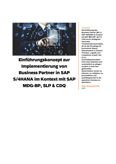 'Cover von Einführungskonzept zur Implementierung von Business Partner in SAP S/4HANA im Kontext mit SAP MDG-BP, SLP & CDQ'-Cover