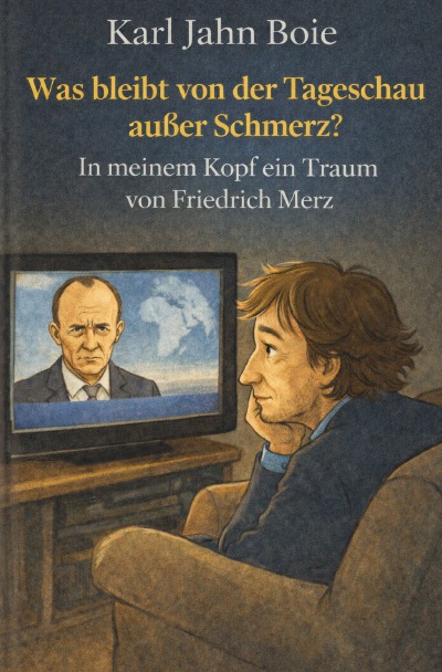 'Cover von Was bleibt von der Tagesschau außer Schmerz? In meinem Kopf ein Traum von Friedrich Merz.'-Cover