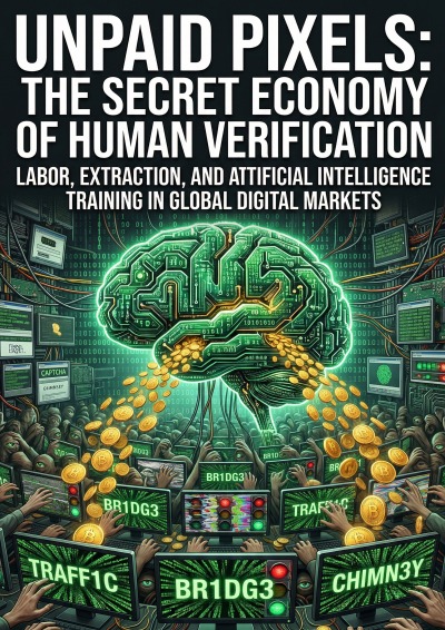 'Cover von Unpaid Pixels: The Secret Economy of Human Verification'-Cover