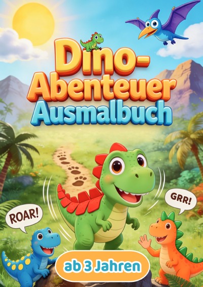 'Cover von Mein Dino-Abenteuer Buch. 100 Seiten coole Dino-Abenteuer zum Ausmalen – Dein wildes Malspaß-Erlebnis ab 3 Jahren.'-Cover
