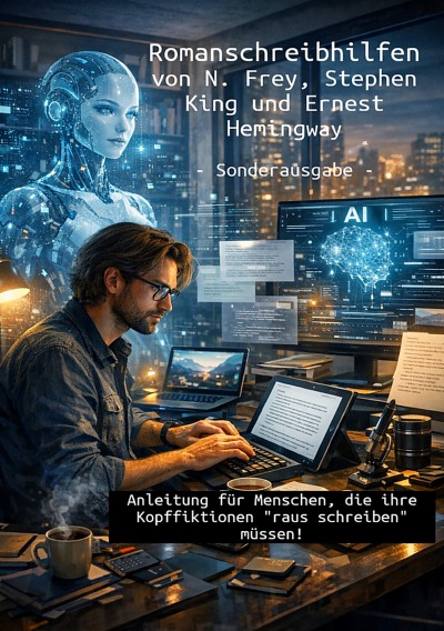 'Cover von Romanschreibhilfen von N. Frey, Stephen King und Ernest Hemingway'-Cover
