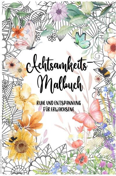 'Cover von Achtsamkeit & Blumen: Kreatives Malbuch für Erwachsene, Ausmalbuch, Achtsamkeit, 40 wunderschöne Blumenmotive mit inspirierenden Zitaten | Perfekt zum Ausmalen & Entspannen für Erwachsene'-Cover