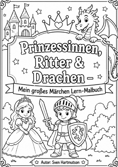 'Cover von Prinzessinnen, Ritter & Drachen – Mein großes Märchen Lern-Malbuch'-Cover