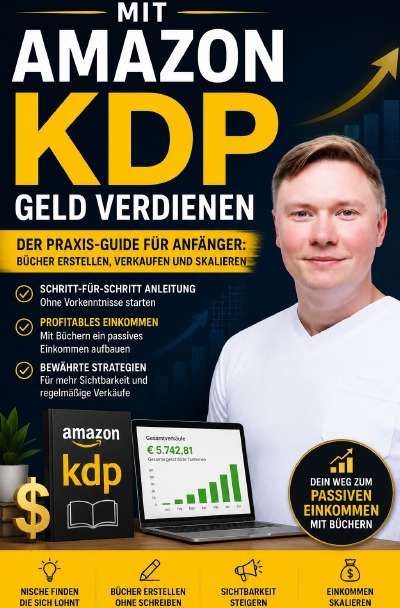 'Cover von Mit Amazon KDP Geld verdienen – Der Praxis-Guide für Anfänger: Bücher erstellen, verkaufen und skalieren'-Cover
