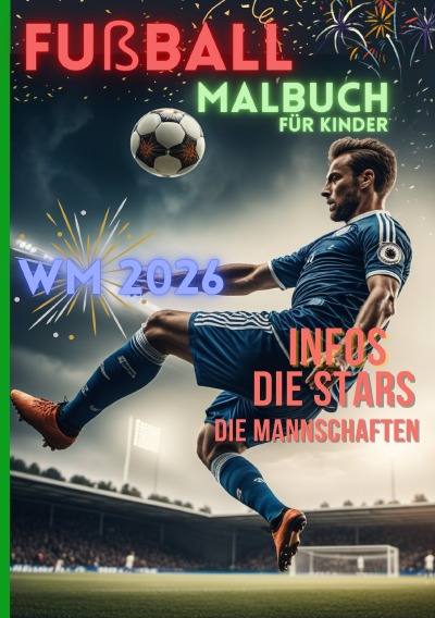 'Cover von Fußball Malbuch für Kinder WM 2026 inkl. Ronaldo, Messi, Mbappe, Neuer – A5'-Cover