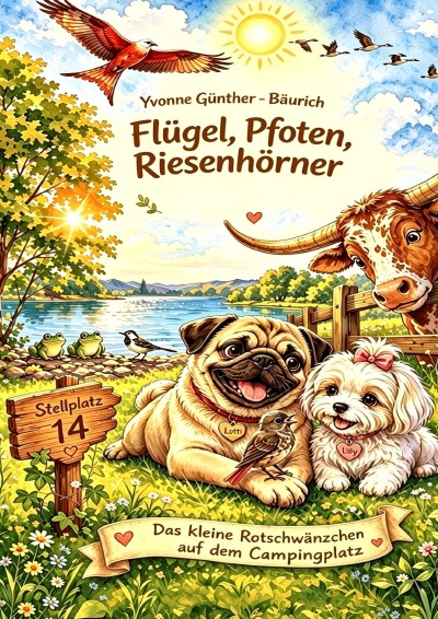 'Cover von „Flügel, Pfoten, Riesenhörner – Das kleine Rotschwänzchen auf dem Campingplatz“'-Cover
