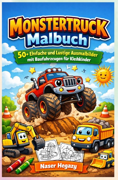 'Cover von Monstertruck-Malbuch für Jungen im Alter von 3–5 Jahren'-Cover