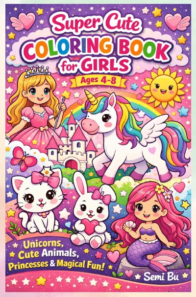 'Cover von Super Cute Coloring Book for Girls Ages 4–8'-Cover