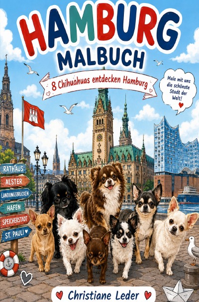 'Cover von Hamburg Malbuch 8 Chihuahuas entdecken Hamburg'-Cover