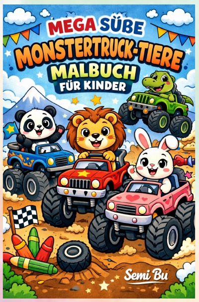 'Cover von Mega Süße Monstertruck-Tiere Malbuch für Kinder'-Cover