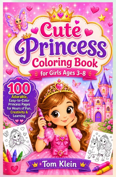 'Cover von Cute Princess Coloring Book for Girls Ages 3–8'-Cover