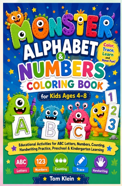 'Cover von Monster Alphabet & Numbers Coloring Book for Kids Ages 4–8'-Cover