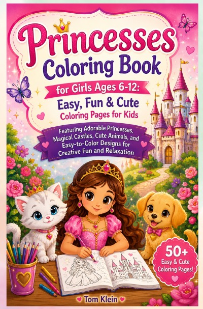 'Cover von Princesses Coloring Book for Girls Ages 6-12: Easy, Fun & Cute Coloring Pages for Kids'-Cover
