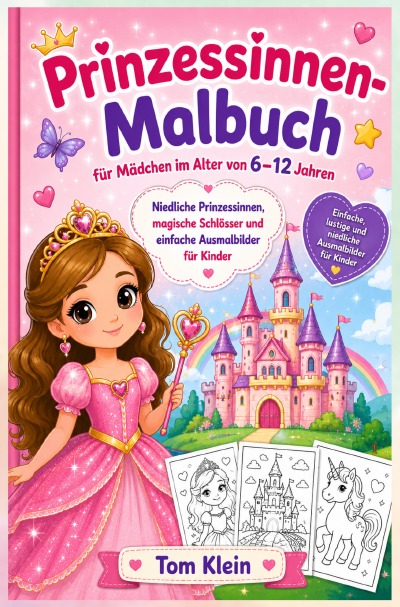 'Cover von Prinzessinnen-Malbuch für Mädchen im Alter von 6–12 Jahren: Einfache, lustige und niedliche Ausmalbilder für Kinder'-Cover