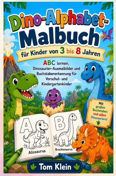 'Cover von Dino-Alphabet-Malbuch für Kinder von 3 bis 8 Jahren'-Cover