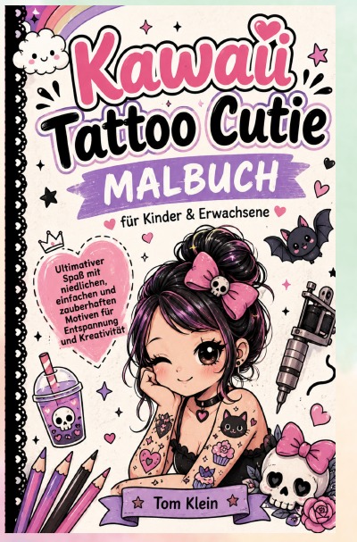 'Cover von Kawaii Tattoo Cutie Malbuch für Kinder & Erwachsene'-Cover