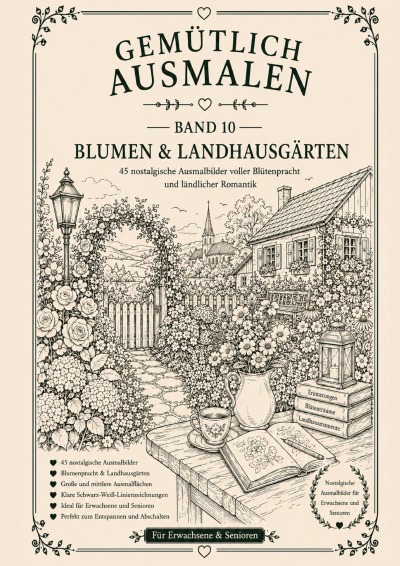'Cover von Gemütlich ausmalen – Blumen & Landhausgärten'-Cover